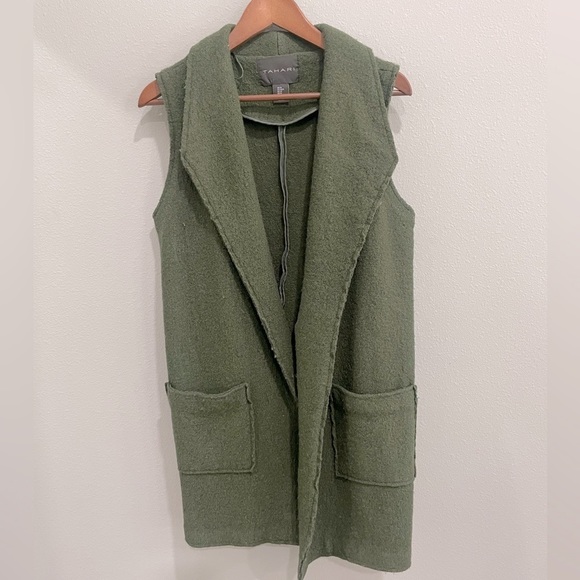 Tahari Wool Blend Dark Green Duster/Vest (M) - Picture 4 of 12